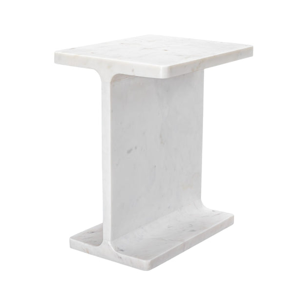 HomeRoots 22" Exquisite White Marble Pedestal End Table – Handcrafted, Versatile Accent for Modern Living Spaces 569941