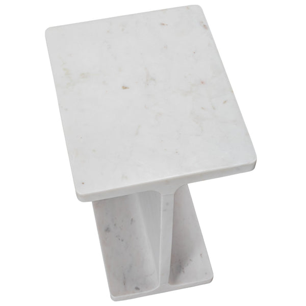 HomeRoots 22" Exquisite White Marble Pedestal End Table – Handcrafted, Versatile Accent for Modern Living Spaces 569941