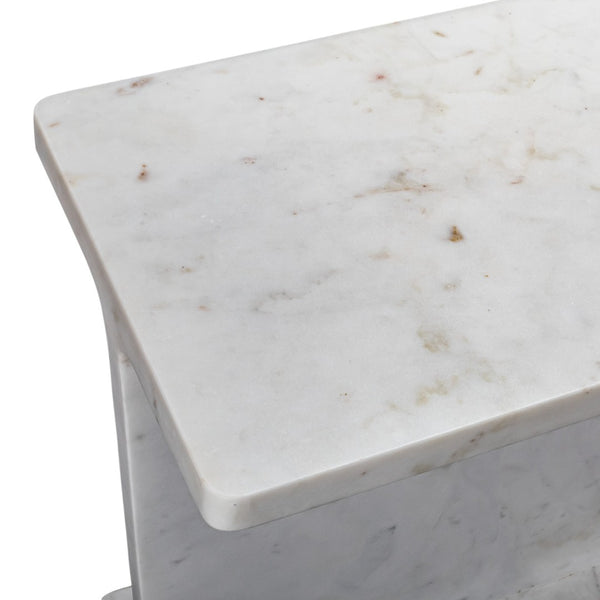 HomeRoots 22" Exquisite White Marble Pedestal End Table – Handcrafted, Versatile Accent for Modern Living Spaces 569941