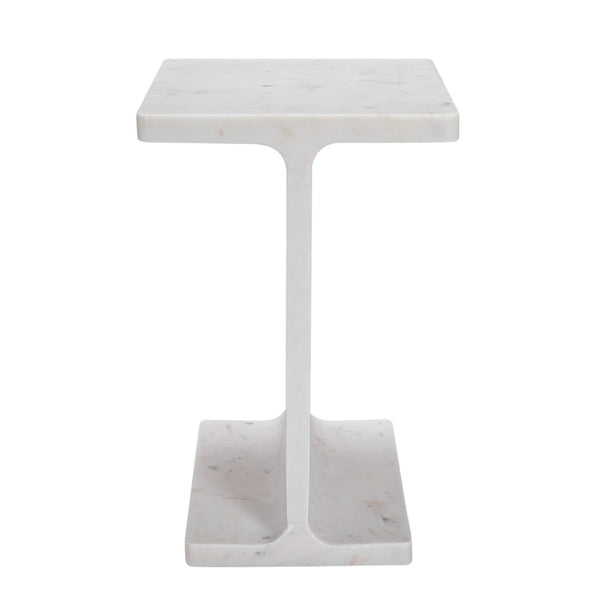HomeRoots 22" Exquisite White Marble Pedestal End Table – Handcrafted, Versatile Accent for Modern Living Spaces 569941