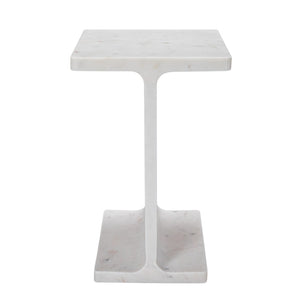 HomeRoots 22" Exquisite White Marble Pedestal End Table – Handcrafted, Versatile Accent for Modern Living Spaces 569941