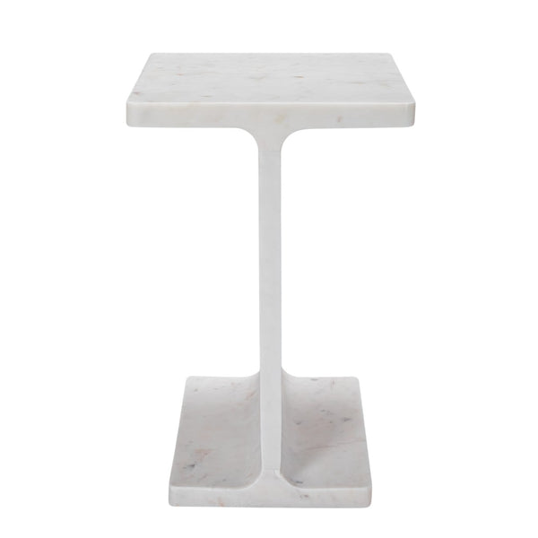 HomeRoots 22" Exquisite White Marble Pedestal End Table – Handcrafted, Versatile Accent for Modern Living Spaces 569941