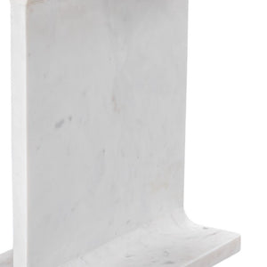 HomeRoots 22" Exquisite White Marble Pedestal End Table – Handcrafted, Versatile Accent for Modern Living Spaces 569941