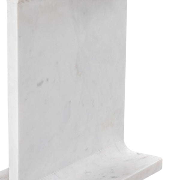 HomeRoots 22" Exquisite White Marble Pedestal End Table – Handcrafted, Versatile Accent for Modern Living Spaces 569941