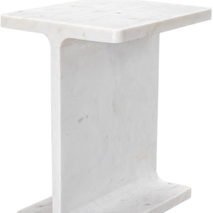 HomeRoots 22" Exquisite White Marble Pedestal End Table – Handcrafted, Versatile Accent for Modern Living Spaces 569941