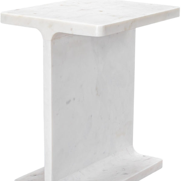 HomeRoots 22" Exquisite White Marble Pedestal End Table – Handcrafted, Versatile Accent for Modern Living Spaces 569941