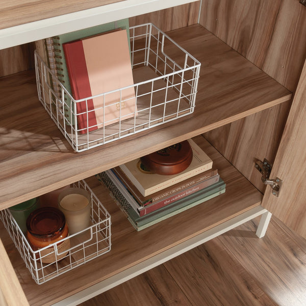 English Elm Bookcase With Doors - Versatile Brown-Finish Storage Solution For Modern Living Spaces & Offices B356P367797