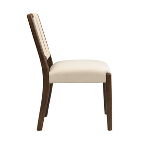 English Elm Christopher Knight Home® - Upholstered dining chair with woven rope backrest set of 2 - elegant curved weave, sturdy rubberwood frame and easy assembly Beige,Walnut N771P361494T