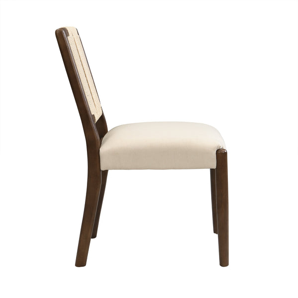 English Elm Christopher Knight Home® - Upholstered dining chair with woven rope backrest set of 2 - elegant curved weave, sturdy rubberwood frame and easy assembly Beige,Walnut N771P361494T