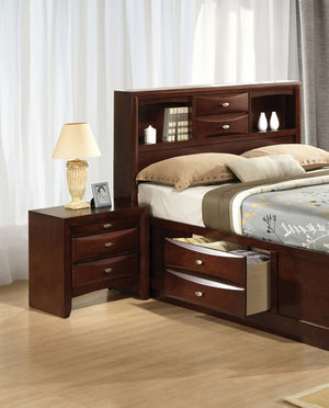 English Elm Contemporary Full Bedroom Set with Bookcase Headboard Storage Drawers Cherry Wood Finish B2741S00569