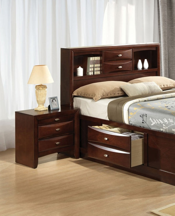 English Elm Contemporary Full Bedroom Set with Bookcase Headboard Storage Drawers Cherry Wood Finish B2741S00569
