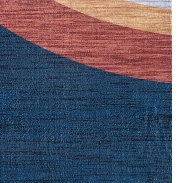 HomeRoots 8' Vibrant Navy, Red, and Orange Rainbow Area Rug for Kids' Playroom, Bedroom, or Nursery Décor 8' X 11' 569990