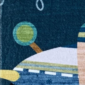 HomeRoots 5' Youthful Airplanes Area Rug in Navy, Red, and Orange - Playful Design for Kids' Rooms & Playrooms 7' X 10' 569993