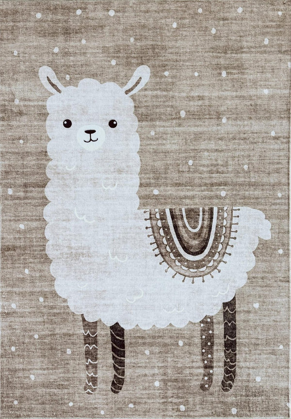 HomeRoots 5' Playful Juvenile Animals Area Rug in Cozy Brown and Beige for Kids' Spaces and Playrooms 7' X 10' 569997