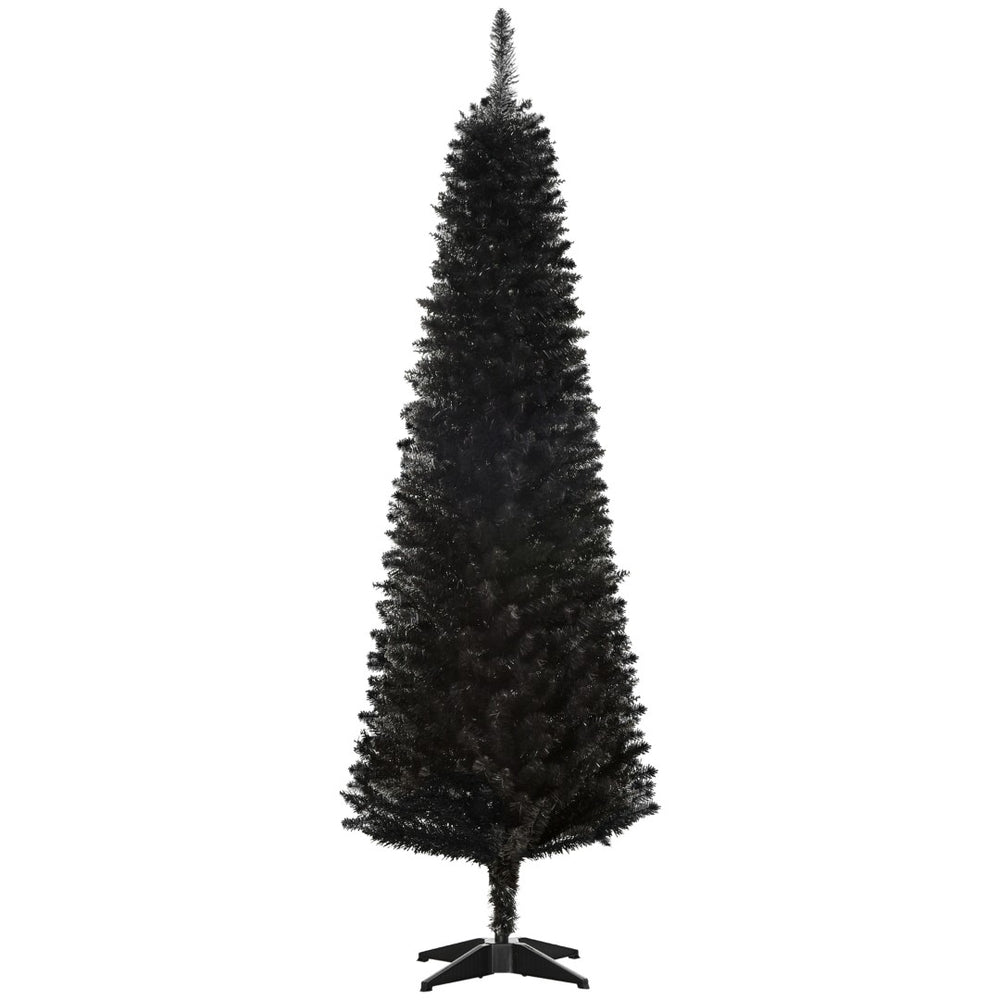 English Elm Homcom Slim Black Pencil Christmas Tree 6ft Artificial with 390 Branch Tips Unlit W2225P229803