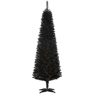 English Elm Homcom Slim Black Pencil Christmas Tree 6ft Artificial with 390 Branch Tips Unlit W2225P229803