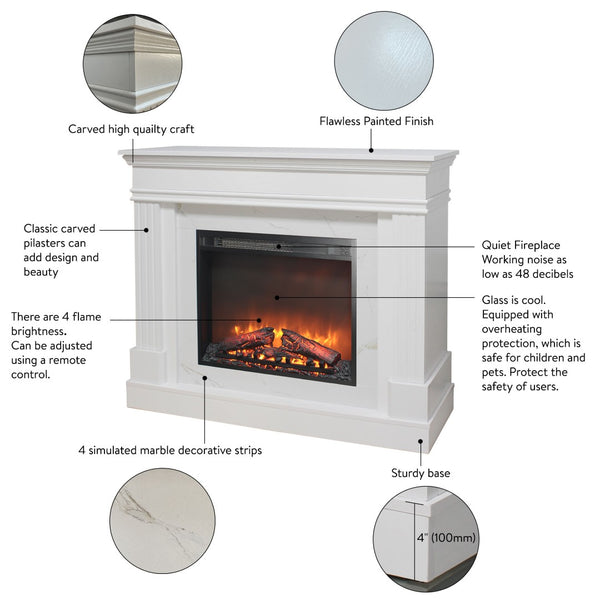 English Elm 44" Electric Fireplace Mantel with 3d Flame Led Insert for Living or Bedroom W1769P356642