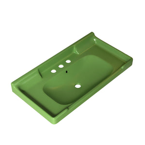English Elm VICI 36" Bathroom Ceramic Basin with 3 Pre-Drilled Holes and Overflow — Retro-Modern Timeless Design Green W2615P226050