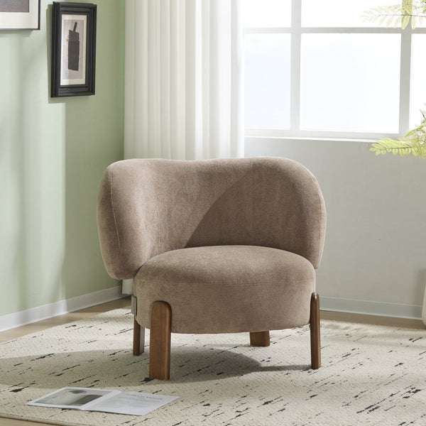English Elm Christopher Knight Home® - Cozy Wingback Armchair with Plush Bouclé Upholstery, Solid Wood Legs, Ergonomic Support, Timeless Style Light Brown 33.5 L x 25.5 W x 21.5 H N776P298155W