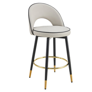 English Elm 360 Swivel Pu Leather Barstools Set of Two with Matte Black Legs for Kitchen or Bar W1151P265583