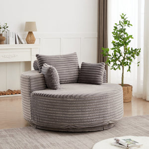 English Elm 55''l 55'l Chenille Swivel Lounge Chair Plush Foam Fill 360 Rotation Modern Living Room W834S00610