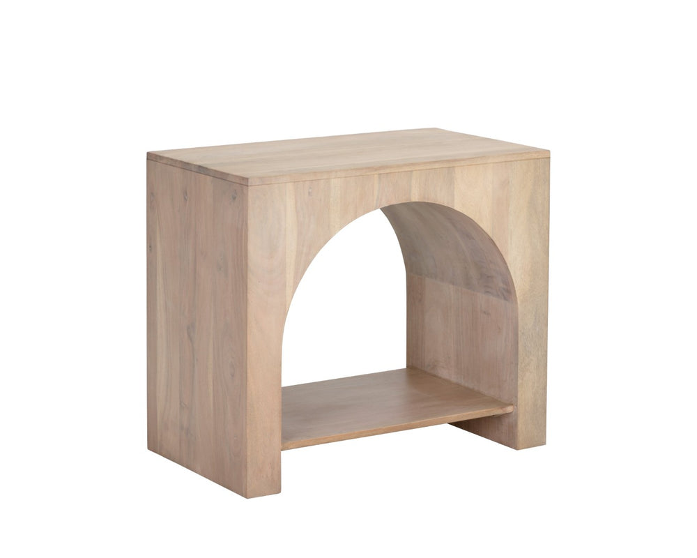 Sunpan SALMA Side Table - Elegant Arched Design in Whitewashed Solid Acacia for Modern Living Spaces 110156
