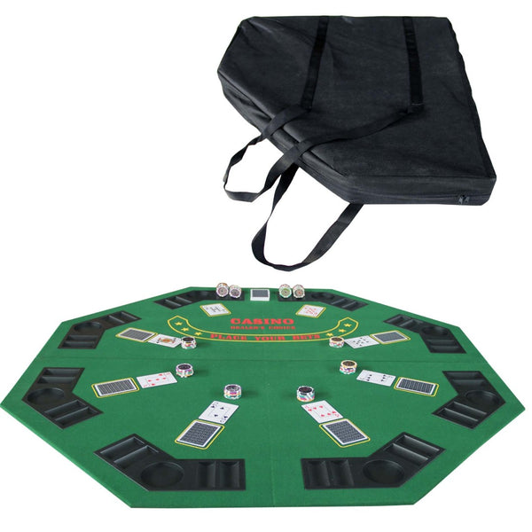English Elm Ino Folding Octagon Felt Poker Tabletop for 8 Players with Cup Holders and Carry Case W2748P271360