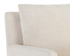 Sunpan GLENROSE Wheeled Dining Armchair in Effie Linen - Elegant Comfort with Mobility & Timeless Style 106570V