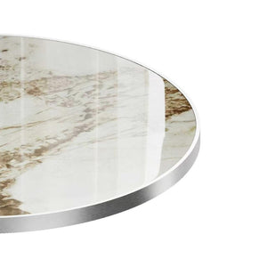 English Elm Marble-look Sintered Stone Square Bistro Table with Cast Iron Pedestal Base Indoor Outdoor W3316S00040