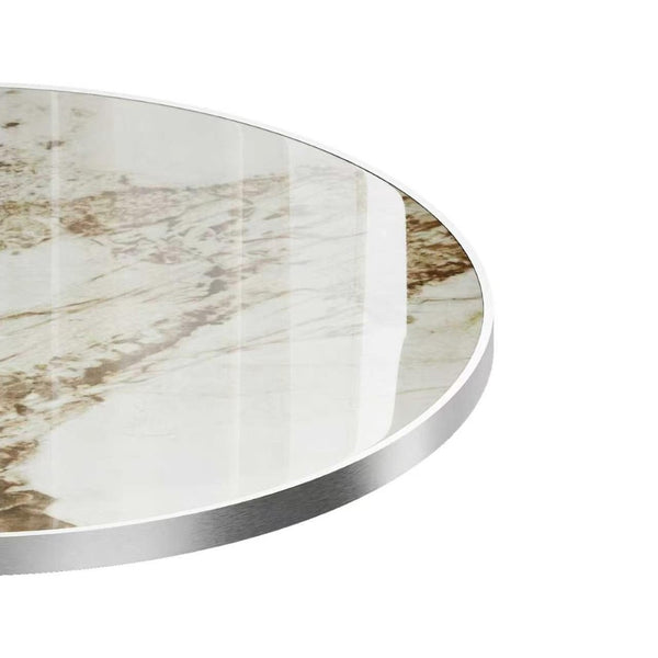 English Elm Marble-look Sintered Stone Square Bistro Table with Cast Iron Pedestal Base Indoor Outdoor W3316S00040