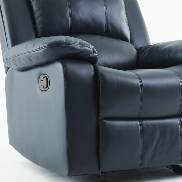 English Elm Charlotte Midnight Blue Leather Gel Glider Recliner - Elegant Comfort For Living Spaces & Relaxation B050P322571