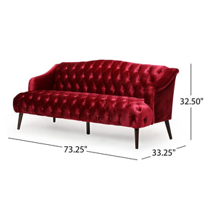 English Elm Comfy Hi-back Three Seat Sofa with Tufted Pu Upholstery and Tapered Birch Legs N760P178601R