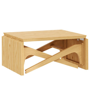 English Elm Transformer Solid Wood Convertible Table Adjustable Height Expandable Top for Small Spaces Natural N735P406282N