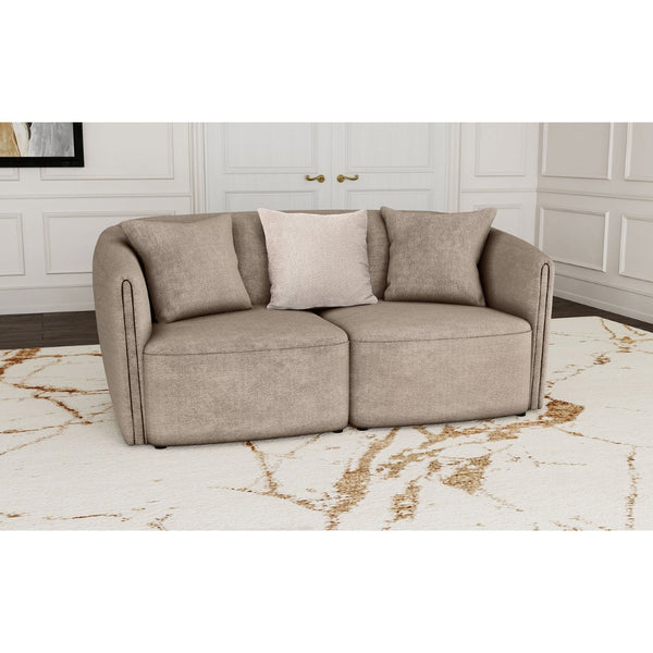 English Elm Silvana Rolled Arm Loveseat with Plush Foam Cushions in Neutral Woven Fabric B062P451816