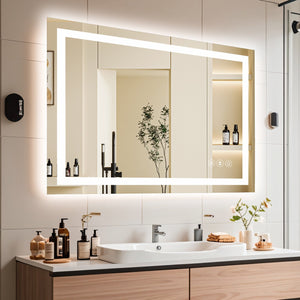 English Elm 40X30 Inch Frameless Led Smart Mirror - Modern Anti-Fog Bathroom Mirror With Adjustable Lighting T3757P346970