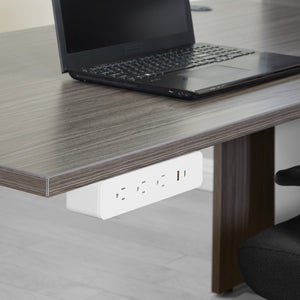 OSP Home Furnishings Undersurface-mount Power Hub with Usb-c Ac Outlets for Desks and Workstations PM8311W