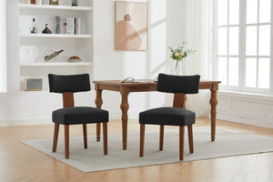 English Elm 064-Set Linen Fabric Modern Armless Dining Chairs with Curved Back & Solid Light Brown Legs for Stylish Comfort Black W527P292118