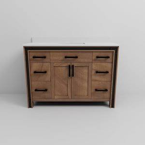 English Elm Rustic Barnwood 48 in Vanity with Cultured Marble Top, Solid Wood Frame, Soft-Close Drawers, Storage B2731P260701