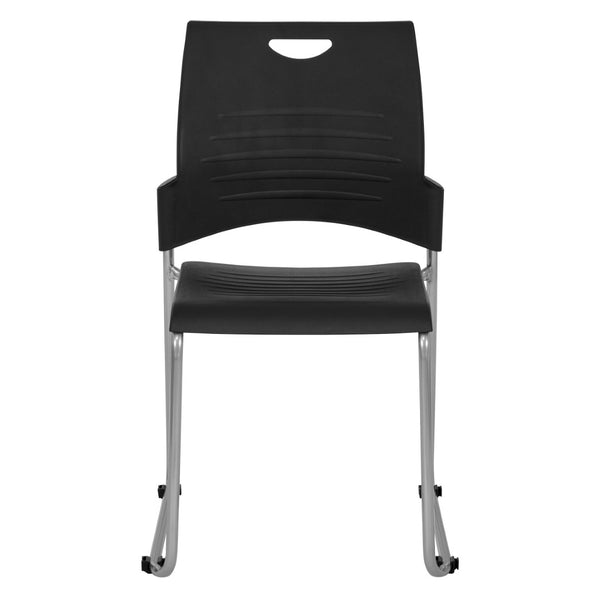 OSP Home Furnishings Sled Base Stackable Polyurethane Chair for Offices Lobbies and Classrooms Black STC8302C2-3
