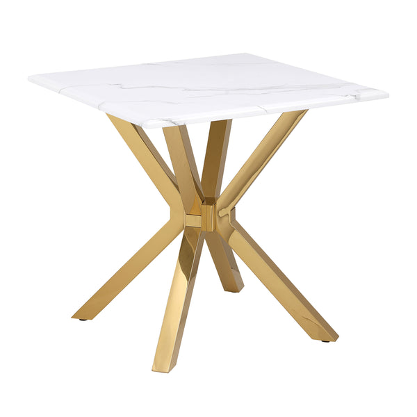 English Elm Kensington Sculptural Gold End Table with Faux Marble Top, Beveled Edge, Star Pedestal Accent (23") B062S00611