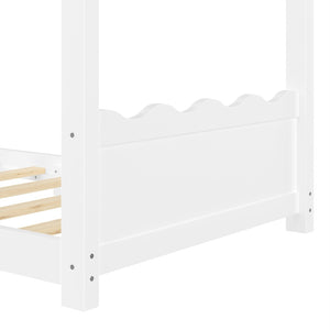 English Elm Twin House Frame Floor Bed Solid Pine Kids Room Montessori Low Profile Play Nook W1580P387835