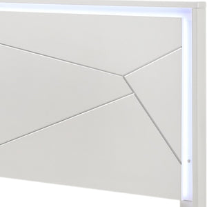 English Elm Esther Glam Queen Platform Bed with Led Headboard in High Gloss White Finish B2756S00027