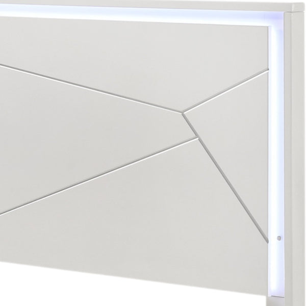 English Elm Esther Glam Queen Platform Bed with Led Headboard in High Gloss White Finish B2756S00027