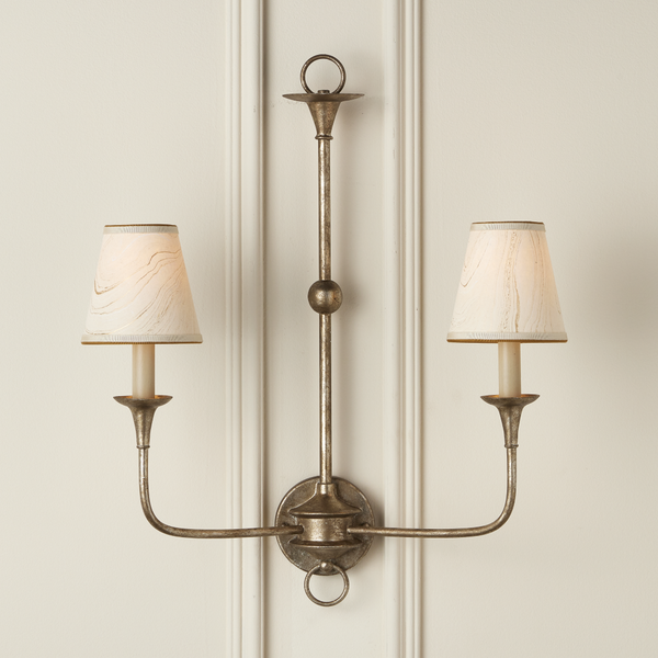 Marble Tapered Chandelier Shade - Artisanal Marbleized Paper with Grosgrain Ribbons for Elegant Decor