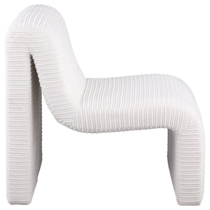 English Elm Winne Sculptural Ivory Curved Armless Accent Chair - Ribbed Upholstery, Modern Artistic Silhouette for Living Room Elegance B062P299869