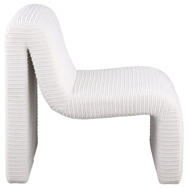 English Elm Winne Sculptural Ivory Curved Armless Accent Chair - Ribbed Upholstery, Modern Artistic Silhouette for Living Room Elegance B062P299869