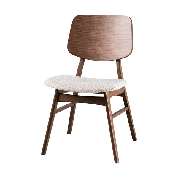 English Elm Mid-Century Upholstered Side Chair Pair with Rubberwood Frame, Curved Backrest and Cozy Seat Cushioning Beige,Walnut 40 L x 23 W x 6 H B2741P406188