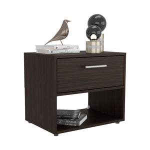 English Elm Nightstand, Compact Engineered Wood Design with Drawer and Open Shelf, Modern Eco-Friendly Finish Walnut 26.77 L x 19.69 W x 5.91 H B097P296837