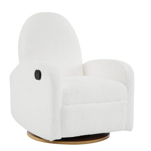 English Elm 360 Swivel Glider Recliner with Solid Wood Base Contemporary Upholstered Lounge Chair Beige N771P363407A