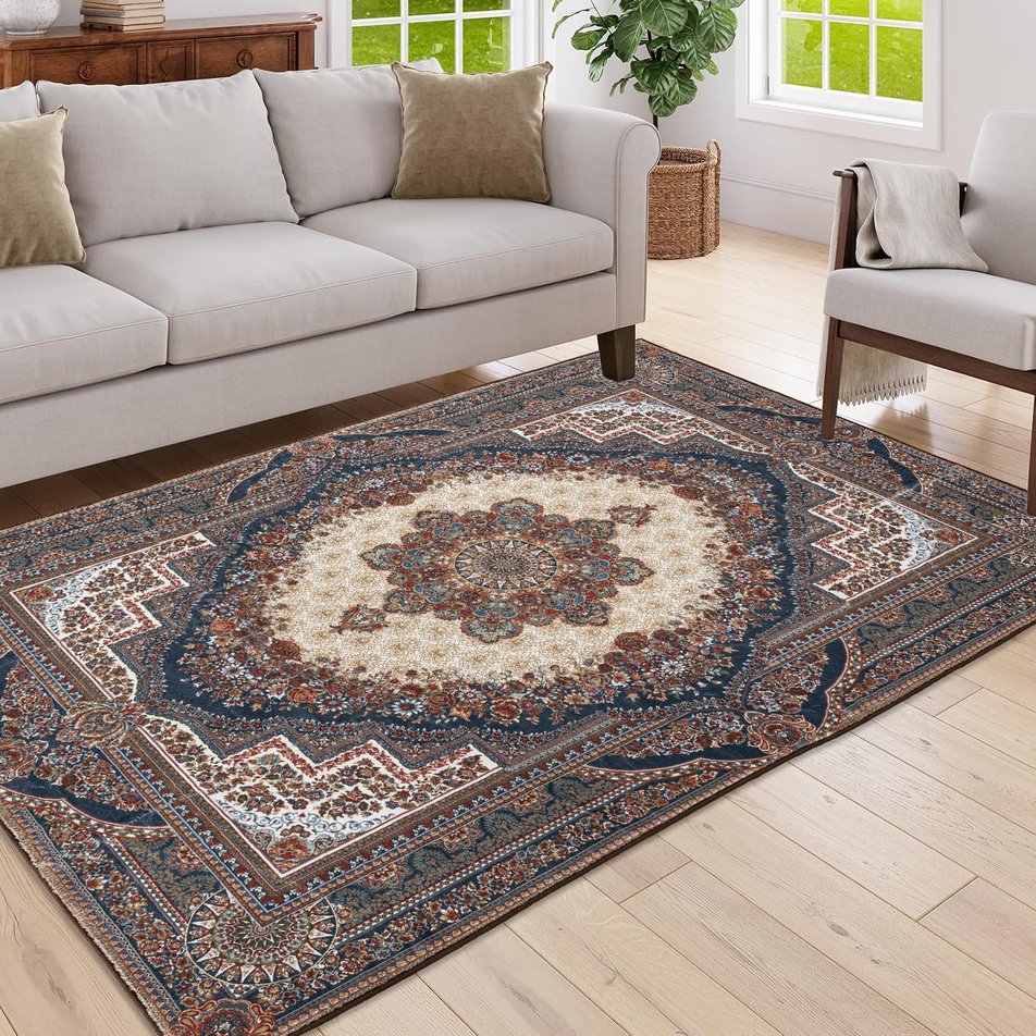 English Elm Area Rug 5X7 Vintage Bohemia Persian Floral Design - Non-Slip, Washable & Easy Care For Home Decor W2907P265019